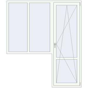 Купити Балконні двері 1900x2200 мм REHAU Euro 60 Білий (RAL 9016) з двох сторін