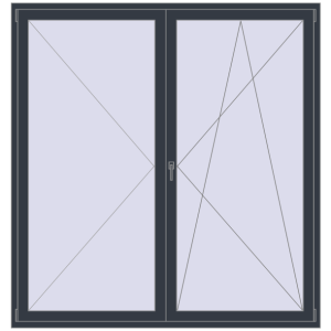 Балконні двері 2000x2100 мм REHAU Euro 70. Вид зсередини Купити Балконні двері 2000x2100 мм REHAU Euro 70