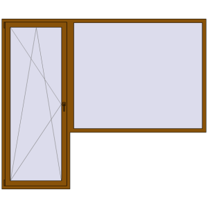 Балконні двері 2700x2250 мм REHAU Euro 60. Вид зсередини Купити Балконні двері 2700x2250 мм REHAU Euro 60