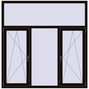 Вікна 1770x1800 мм REHAU Euro 60 BLACK_BROWN з двох сторін. Вид зсередини Купити Вікна 1770x1800 мм REHAU Euro 60 BLACK_BROWN з двох сторін