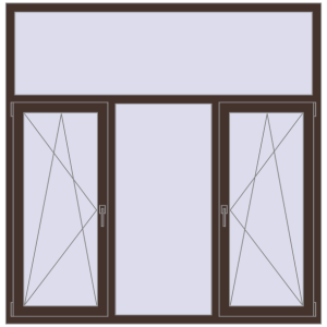 Вікна 1770x1800 мм REHAU Euro 60 RAL 8017 Chocolate brown з двох сторін. Вид зсередини Купити Вікна 1770x1800 мм REHAU Euro 60 RAL 8017 Chocolate brown з двох сторін