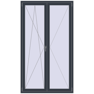 Купити Вікна 1200x2100 мм REHAU Euro 70 ANTHRACITE_GREY_STRUKTURAL з двох сторін