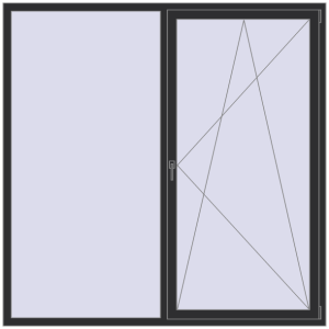Вікна 2000x2000 мм REHAU Euro 70 ANTHRACITE_GREY_GLATT з двох сторін. Вид зсередини Купити Вікна 2000x2000 мм REHAU Euro 70 ANTHRACITE_GREY_GLATT з двох сторін