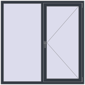 Вікна 1500x1500 мм REHAU Euro 70 ANTHRACITE_GREY_STRUKTURAL з двох сторін. Вид зсередини Купити Вікна 1500x1500 мм REHAU Euro 70 ANTHRACITE_GREY_STRUKTURAL з двох сторін