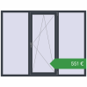 Ціноутворення Вікна 2070x1600 мм REHAU Euro 70 ANTHRACITE_GREY_STRUKTURAL з двох сторін. Ціна: €550.80