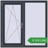 Ціноутворення Вікна 1100x1100 мм REHAU Euro 60 ANTHRACITE_GREY_STRUKTURAL з двох сторін. Ціна: 8 318.28 UAH