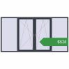 Ціноутворення Вікна 3000x1550 мм REHAU Euro 60 ANTHRACITE_GREY_STRUKTURAL з двох сторін. Ціна: $527.60