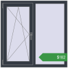 Ціноутворення Вікна 1100x1100 мм REHAU Euro 60 ANTHRACITE_GREY_STRUKTURAL з двох сторін. Ціна: $182.11