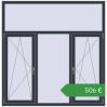 Ціноутворення Вікна 1770x1800 мм REHAU Euro 60 ANTHRACITE_GREY_STRUKTURAL з двох сторін. Ціна: €506.24