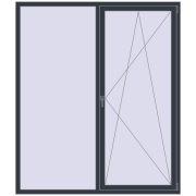 REHAU Euro 60 1800x2100 мм ANTHRACITE_GREY_STRUKTURAL з двох сторін