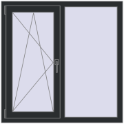 REHAU Euro 60 1100x1100 мм RAL 9017 Traffic black з двох сторін