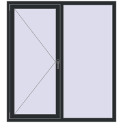 REHAU Euro 60 1450x1600 мм RAL 9017 Traffic black з двох сторін