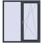 REHAU Euro 60 1300x1450 мм ANTHRACITE_GREY_STRUKTURAL з двох сторін